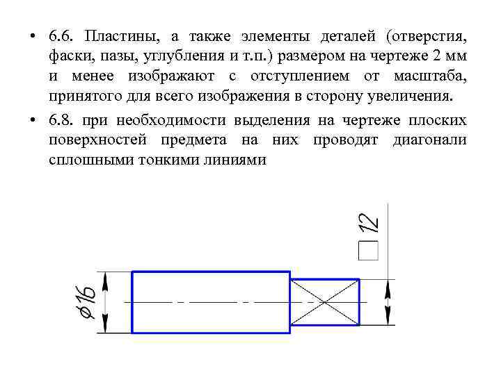 Фаска в отверстии на чертеже