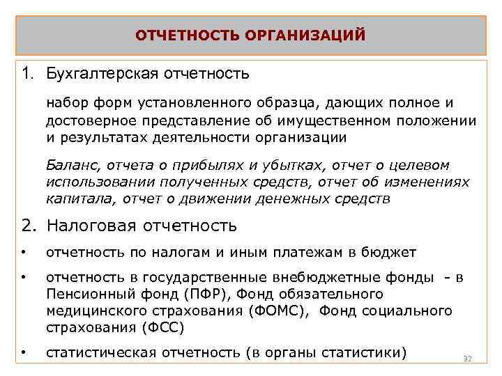 ОТЧЕТНОСТЬ ОРГАНИЗАЦИЙ 1. Бухгалтерская отчетность набор форм установленного образца, дающих полное и достоверное представление