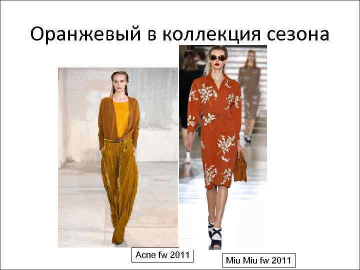 Оранжевый в коллекция сезона Acne fw 2011 Miu fw 2011 