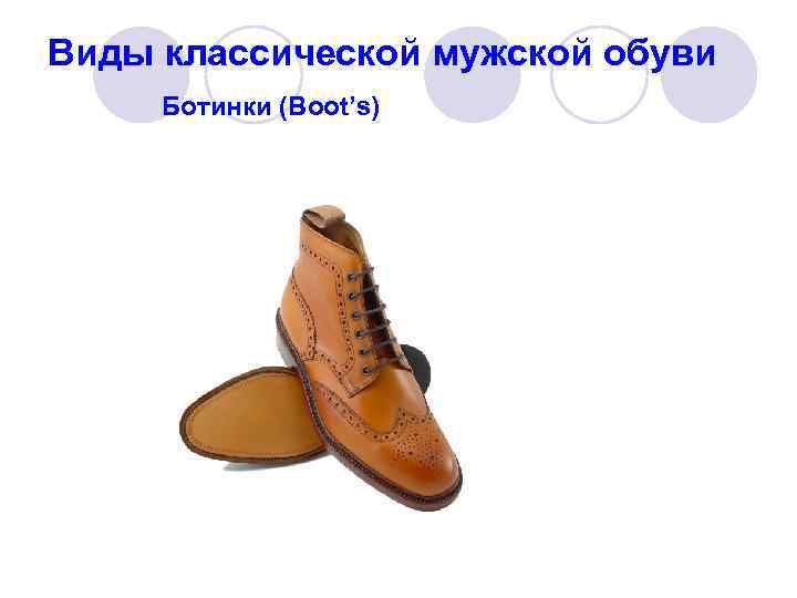 Виды классической мужской обуви Ботинки (Boot’s) 