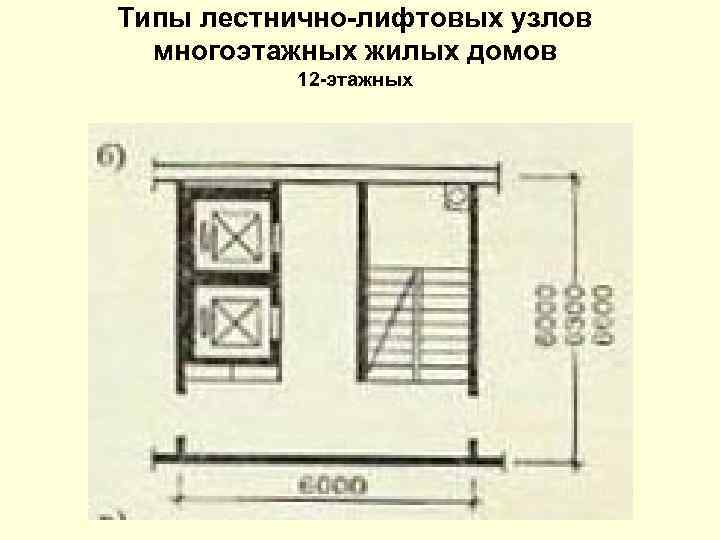 Типы лестнично-лифтовых узлов многоэтажных жилых домов 12 -этажных 