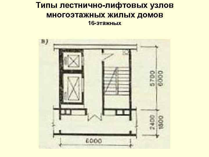 Типы лестнично-лифтовых узлов многоэтажных жилых домов 16 -этажных 