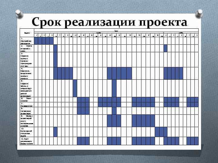 Время реализации проекта