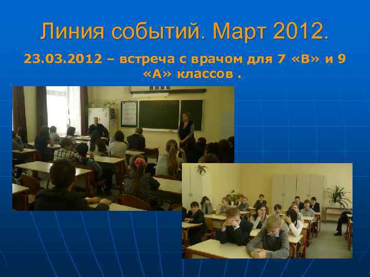 Линия событий. Март 2012. 23. 03. 2012 – встреча с врачом для 7 «В»