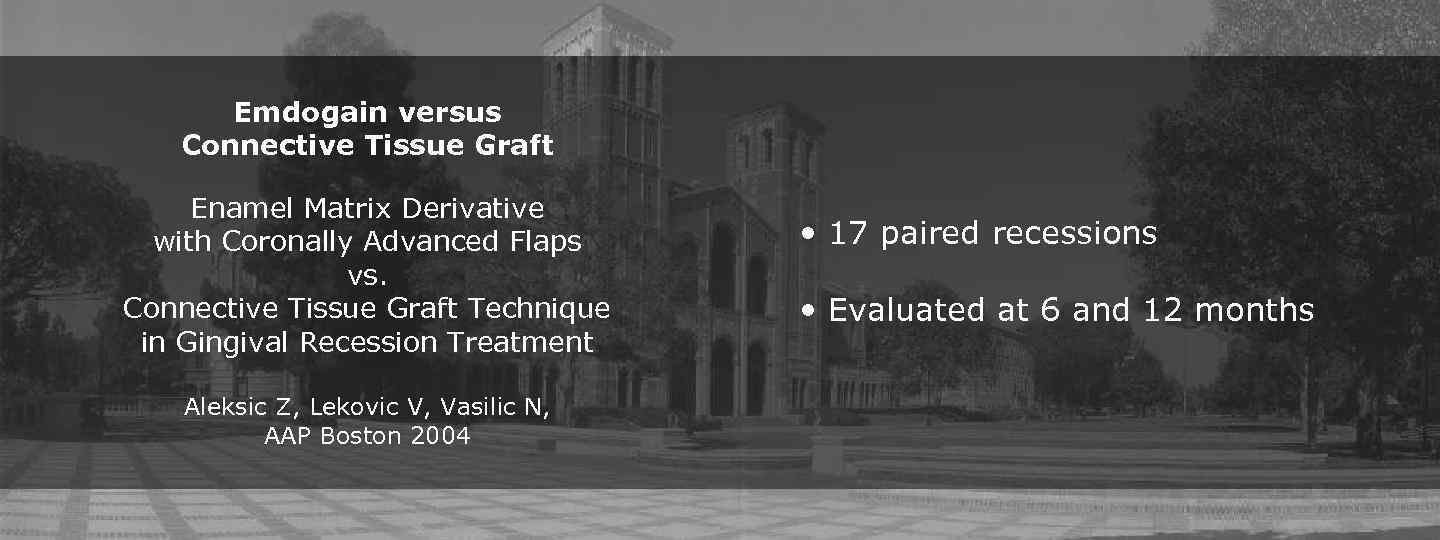 Emdogain versus Connective Tissue Graft Enamel Matrix Derivative with Coronally Advanced Flaps vs. Connective