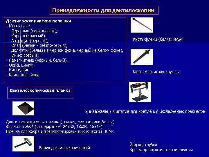 Принадлежности для дактилоскопии Дактилоскопические порошки - Магнитные Сердолик (коричневый), Коралл (красный), Антрацит (черный), Опал