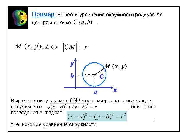 Уравнение радиуса окружности