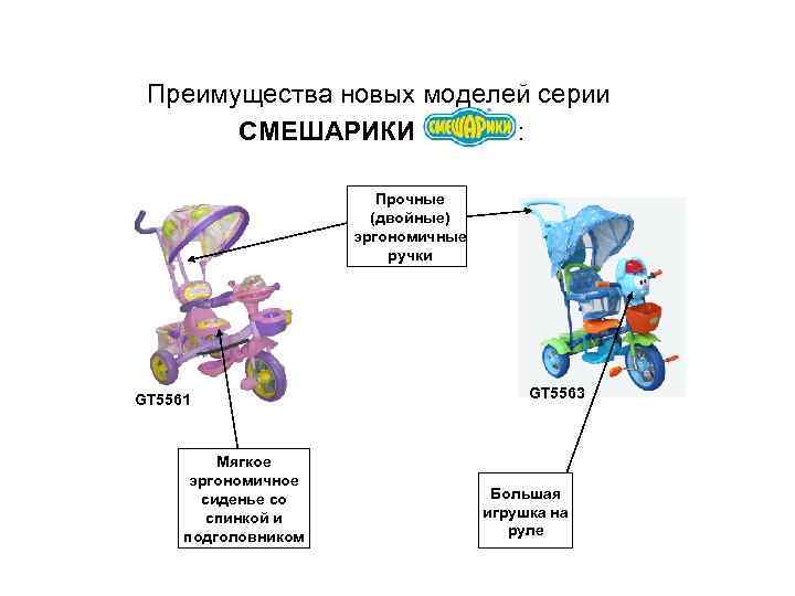 Преимущества новых моделей серии СМЕШАРИКИ : Прочные (двойные) эргономичные ручки GT 5561 Мягкое эргономичное