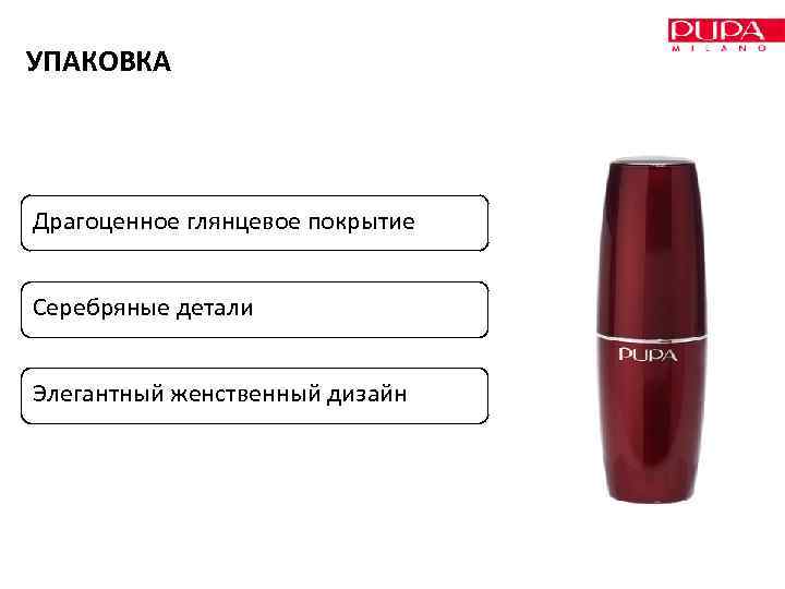 УПАКОВКА Драгоценное глянцевое покрытие Серебряные детали Элегантный женственный дизайн 