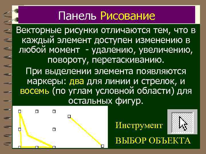 Панель Рисование Векторные рисунки отличаются тем, что в каждый элемент доступен изменению в любой