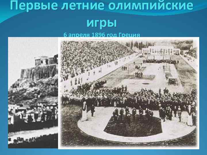 Первые летние олимпийские игры 6 апреля 1896 год Греция 