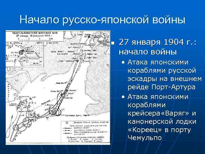 Начало русско-японской войны n 27 января 1904 г. : начало войны • Атака японскими