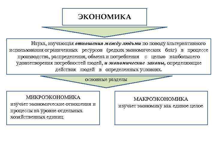 ЭКОНОМИКА Наука, изучающая отношения между людьми по поводу альтернативного использования ограниченных ресурсов (редких экономических