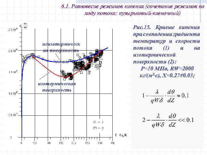 6. 1. Равновесие режимов кипения (сочетание режимов по ходу потока: пузырьковый-пленочный) неизотермическ ая поверхность