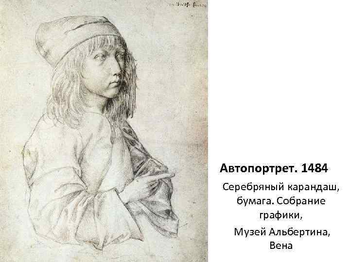 Автопортрет. 1484 Серебряный карандаш, бумага. Собрание графики, Музей Альбертина, Вена 