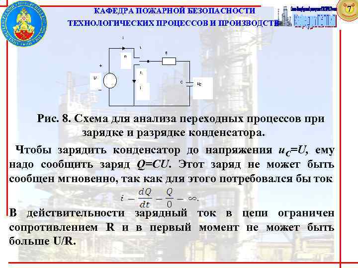  КАФЕДРА ПОЖАРНОЙ БЕЗОПАСНОСТИ ТЕХНОЛОГИЧЕСКИХ ПРОЦЕССОВ И ПРОИЗВОДСТВ i 1 R П + 2