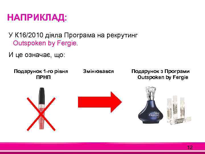 НАПРИКЛАД: У К 16/2010 діяла Програма на рекрутинг Outspoken by Fergie. И це означає,