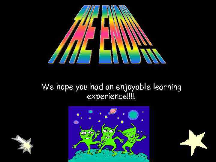 We hope you had an enjoyable learning experience!!!!! 