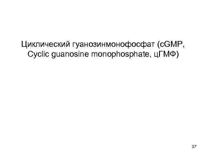Циклический гуанозинмонофосфат (c. GMP, Cyclic guanosine monophosphate, ц. ГМФ) 37 