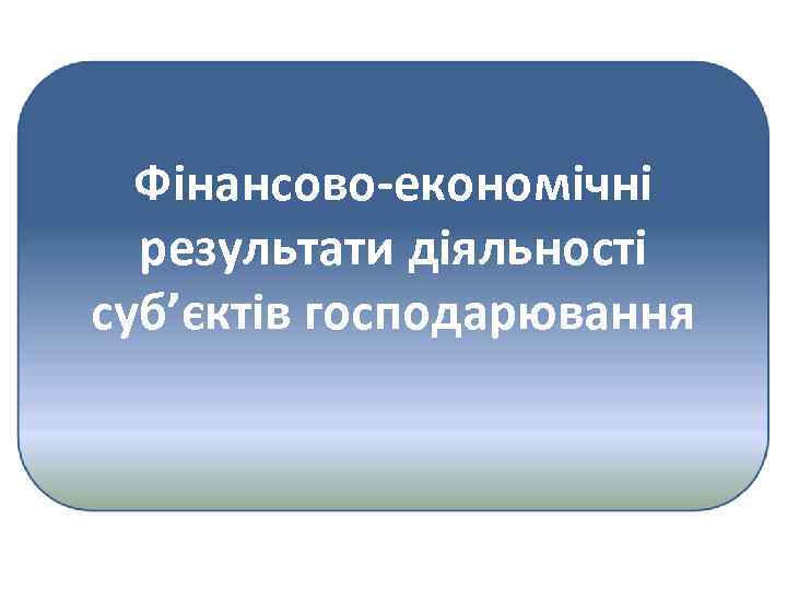 Фінансово-економічні результати діяльності суб’єктів господарювання 