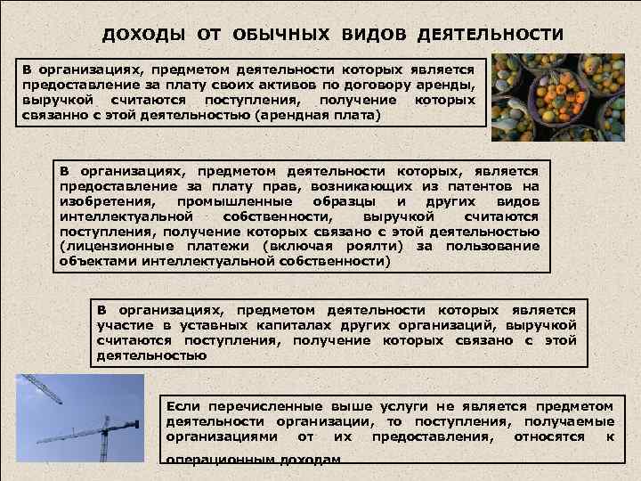 ДОХОДЫ ОТ ОБЫЧНЫХ ВИДОВ ДЕЯТЕЛЬНОСТИ В организациях, предметом деятельности которых является предоставление за плату