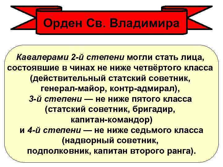Орден Св. Владимира Кавалерами 2 -й степени могли стать лица, состоявшие в чинах не