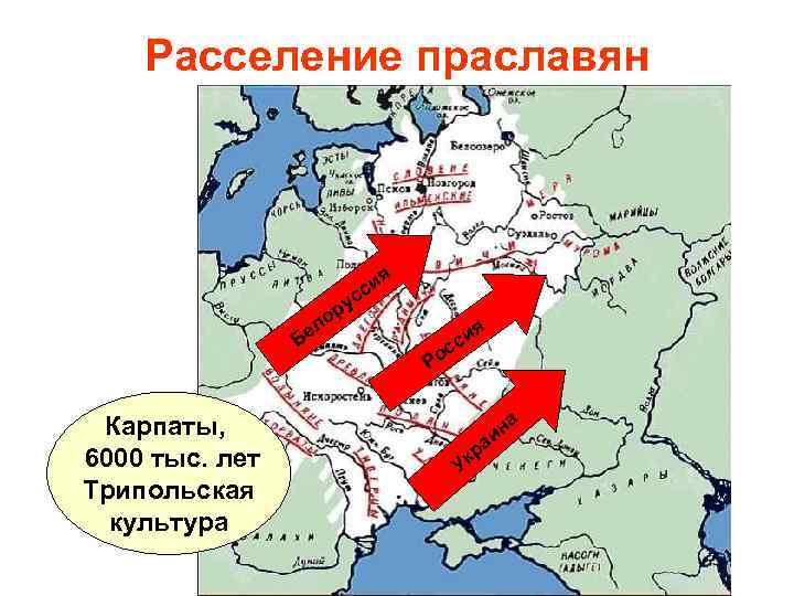 Расселение праславян и сс Бе Карпаты, 6000 тыс. лет Трипольская культура я у ор
