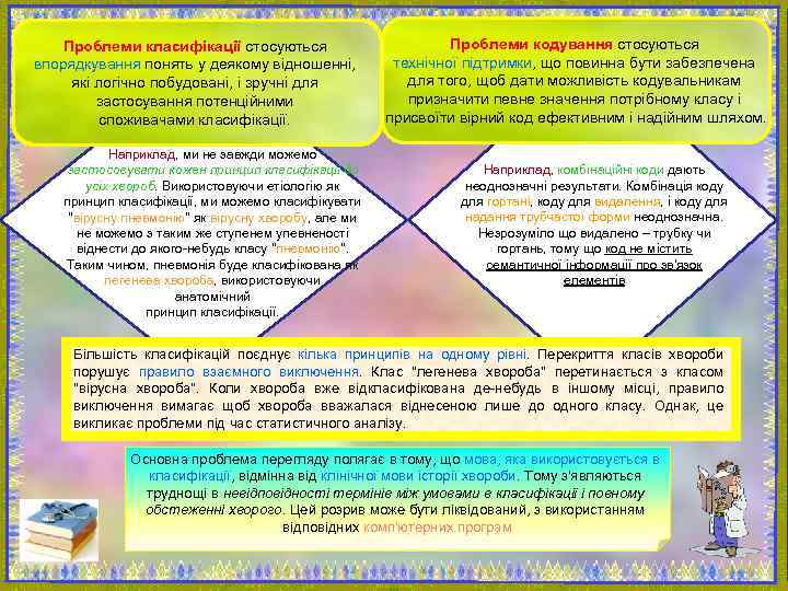 Проблеми класифікації стосуються впорядкування понять у деякому відношенні, які логічно побудовані, і зручні для