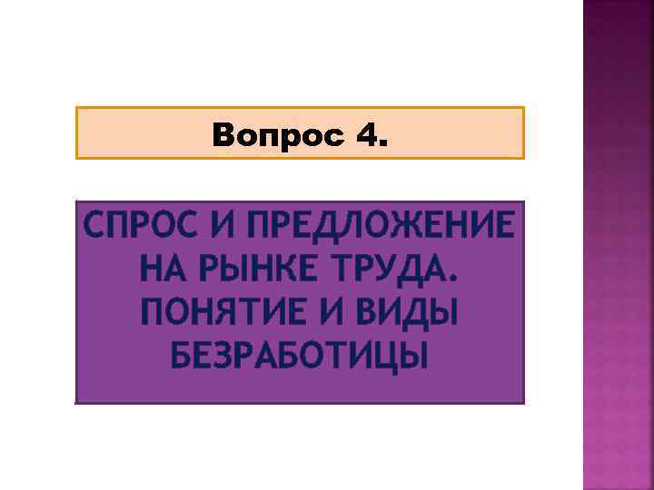 Вопрос 4. СПРОС И ПРЕДЛОЖЕНИЕ НА РЫНКЕ ТРУДА. ПОНЯТИЕ И ВИДЫ БЕЗРАБОТИЦЫ 