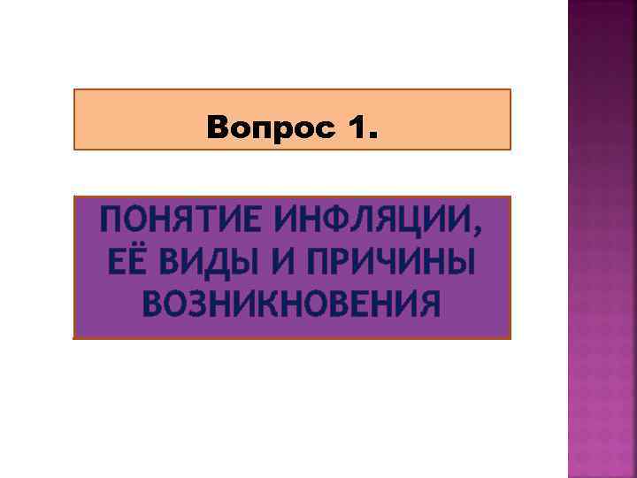 Вопрос 1. ПОНЯТИЕ ИНФЛЯЦИИ, ЕЁ ВИДЫ И ПРИЧИНЫ ВОЗНИКНОВЕНИЯ 