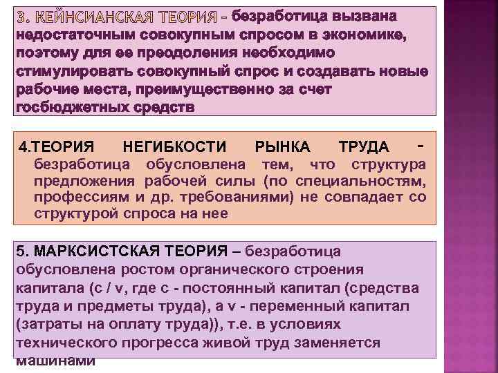 безработица вызвана недостаточным совокупным спросом в экономике, поэтому для ее преодоления необходимо стимулировать совокупный