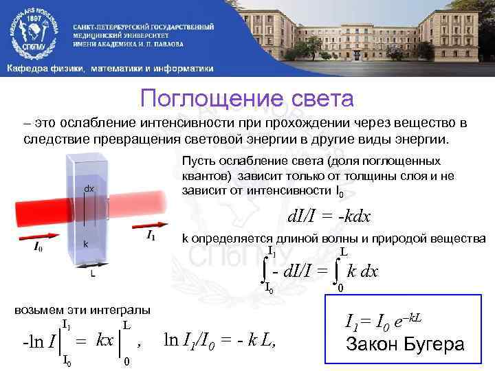 Толщина поглощающего слоя кюветы