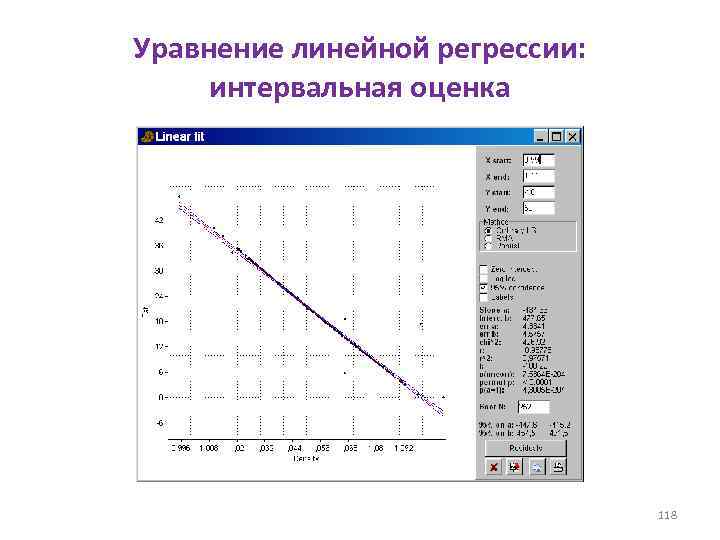 Уравнение линейной регрессии: интервальная оценка 118 