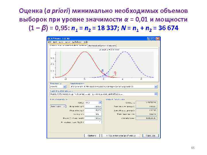 Оценка (a priori) минимально необходимых объемов выборок при уровне значимости α = 0, 01