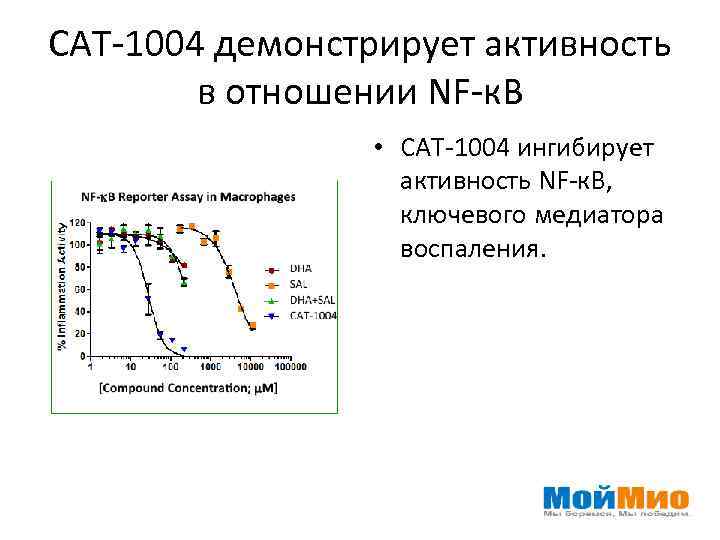 САТ-1004 демонстрирует активность в отношении NF-к. В • САТ-1004 ингибирует активность NF-к. В, ключевого