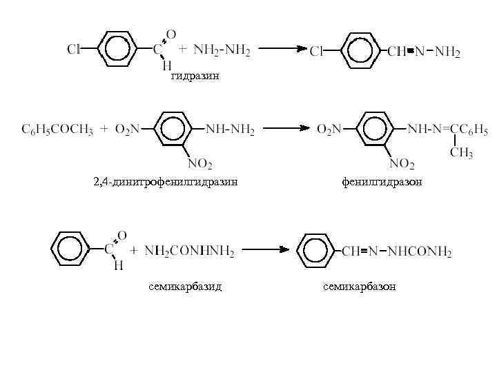 гидразин 2, 4 -динитрофенилгидразин семикарбазид фенилгидразон семикарбазон 