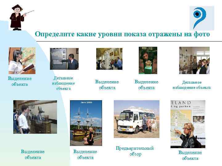 Определите какие уровни показа отражены на фото Выделение объекта Детальное наблюдение объекта Выделение объекта