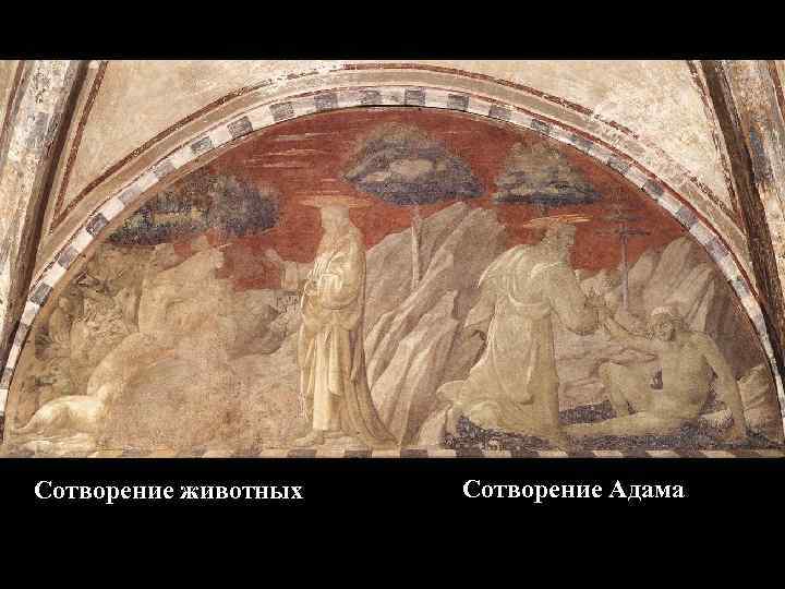 Сотворение животных Сотворение Адама 