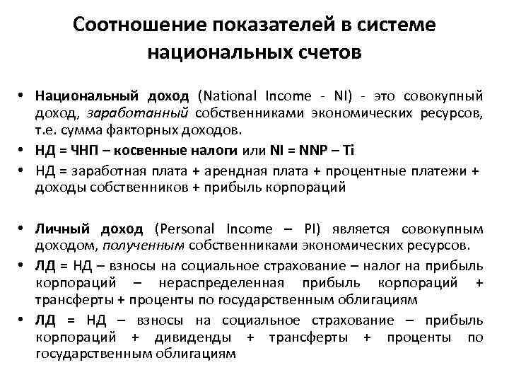 Показатели снс презентация