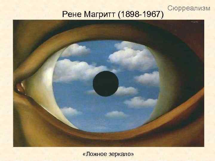 Рене Магритт (1898 -1967) «Ложное зеркало» Сюрреализм 