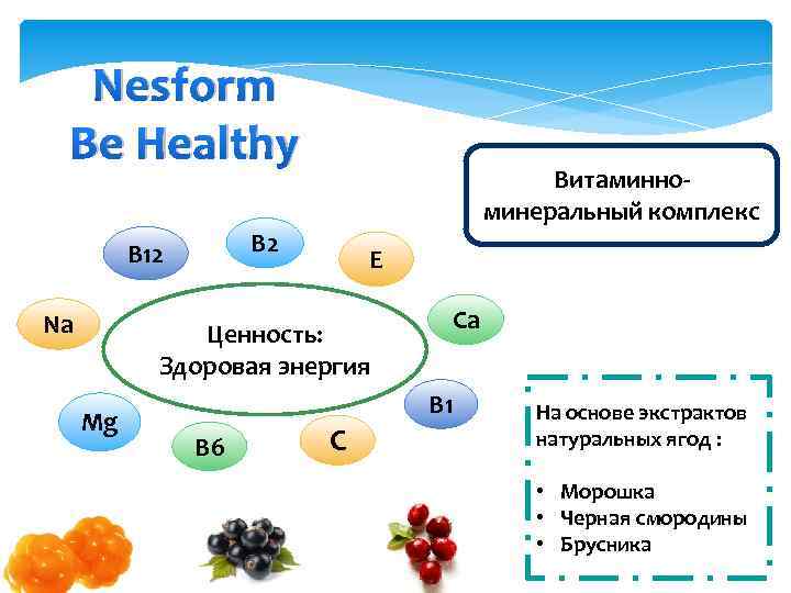 Nesform Be Healthy В 2 B 12 Na Витаминноминеральный комплекс Е Ценность: Здоровая энергия