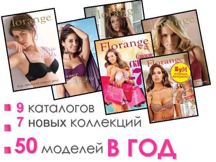 9 каталогов 7 новых коллекций 50 моделей В ГОД 