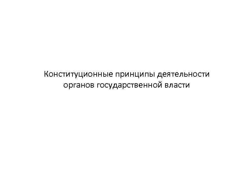 Конституционные принципы деятельности органов государственной власти 