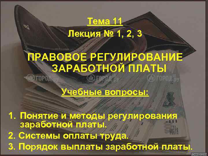 Правовое регулирование заработной платы рф проект