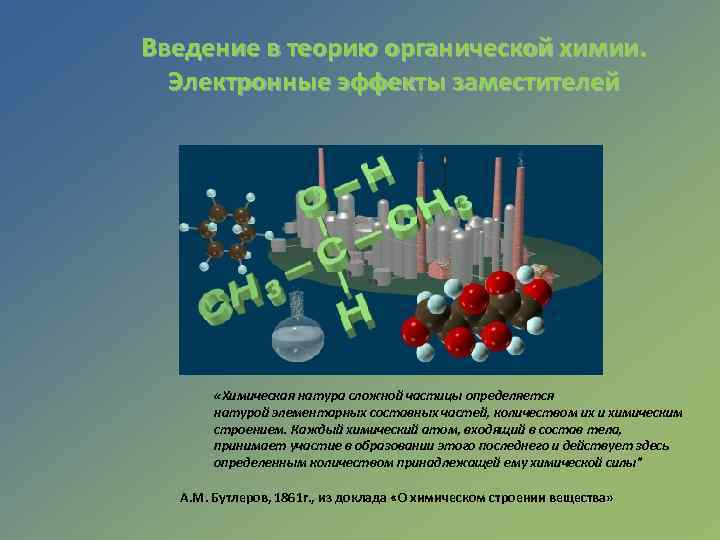 Введение в теорию органической химии. Электронные эффекты заместителей «Химическая натура сложной частицы определяется натурой