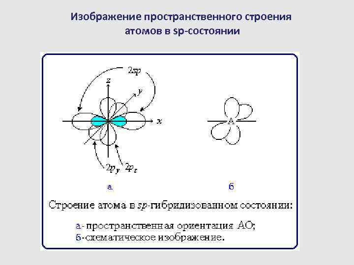 Изображение пространственного строения атомов в sp-состоянии 