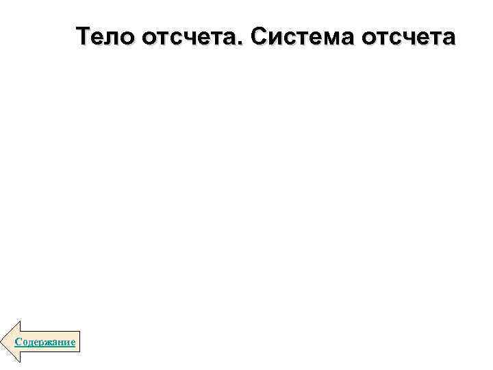Тело отсчета. Система отсчета Содержание 