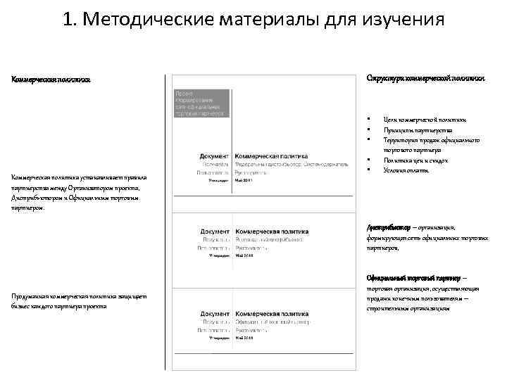 1. Методические материалы для изучения Коммерческая политика Структура коммерческой политики • • • Коммерческая