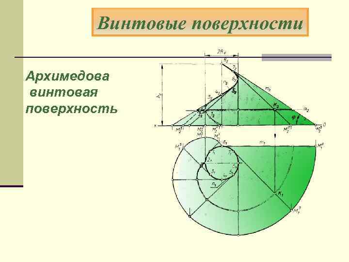 Винтовые поверхности Архимедова винтовая поверхность 