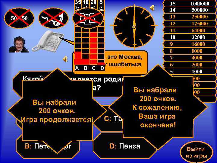 35 10 60 5 % % 50 : 50 Какой 15 14 13 12